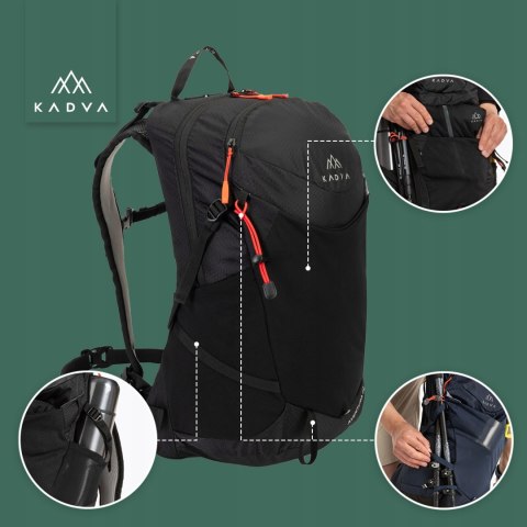 Plecak Turystyczny Kadva Aventura 22L Trekking - Kompaktowy, Odblaskowy, Hydrofobowy