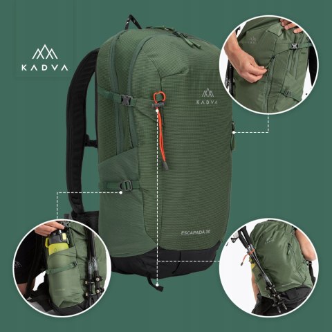 Plecak Turystyczny Trek Kadva Escapada 30L, Hydro, Kijkami, Dwie Komory