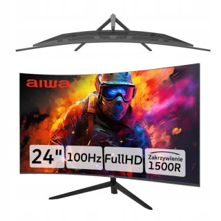 Monitor Gamingowy Aiwa Mf240k-V 24 Led Va 1920X1080 100Hz Hdmi Vga 1500R