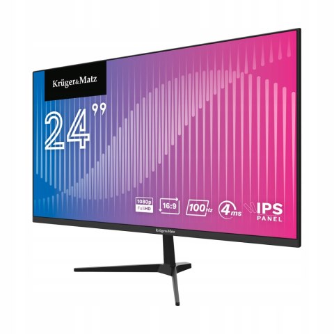 Monitor Led Kruger&Matz 24 Fullhd 100Hz Ips Hdmi Vga Głośniki Bezramkowy