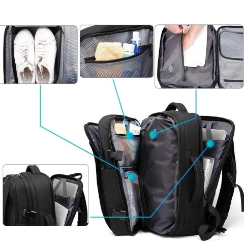 Plecak Trekkingowy 20-36L Wodoodporny, Komora Próżniowa, Tsa Na Laptop