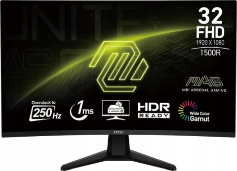 Monitor Gamingowy Msi Mag 32C6x 31,5 Zakrzywiony 250Hz Fullhd Adapt.Sync