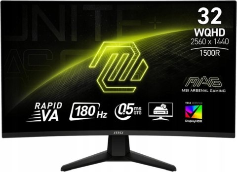 Monitor Gamingowy Msi Mag 32Cq6f 31.5 Wqhd 180Hz Zakrzywiony 0.5Ms Sync
