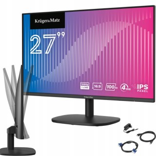 Monitor Led 27 Bezramkowy Ips 100Hz Fullhd 4Ms Hdmi Vga Kruger&Matz Vesa