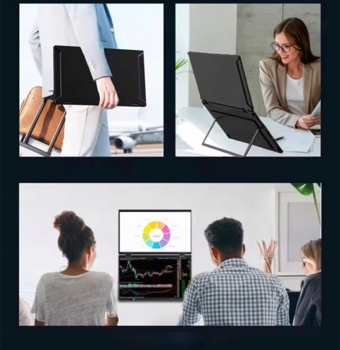 Monitor Podwójny 15,6'' Usb-C 1920X1080 Składany 360° Sensor Grawitacyjny