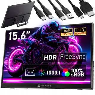 Monitor Przenośny 15,6 Ips Fhd Hdr, Freesync, Usb-C/Mini Hdmi, 100% Srgb