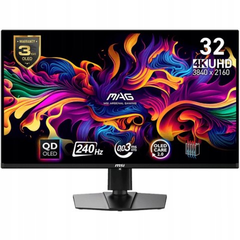 Msi Mag 321Upx Qd-Oled Gaming Monitor 31,5 Cali 4K Uhd Hdr Adaptive Sync