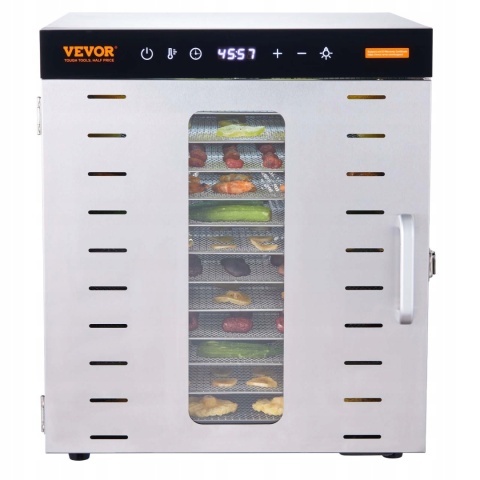 Suszarka Vevor Ss10x 1000W 10 Sit, Stal Nierdzewna, Led, 30-90°C, 48H Timer
