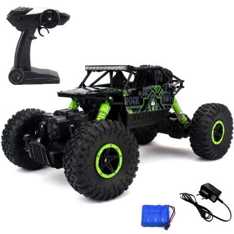 Zdalnie Sterowany Rock Crawler 4X4, Wodoodporny, Duże Koła, 2,4Ghz Zielony