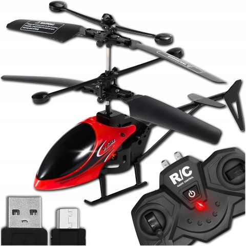 Zdalnie Sterowany Helikopter Rc Z Led I Stabilizacją Żyroskopową Czerwony
