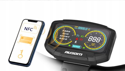Hulajnoga Elektro Ausom L1 Nfc 800W 20Km/H 70Km 15,6Ah Led Tubeless Eabs