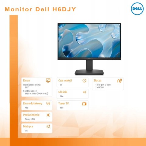 Monitor Dell 21,5 Full Hd 100Hz Va Eye Comfort Hdmi/Vga Cienkie Ramki