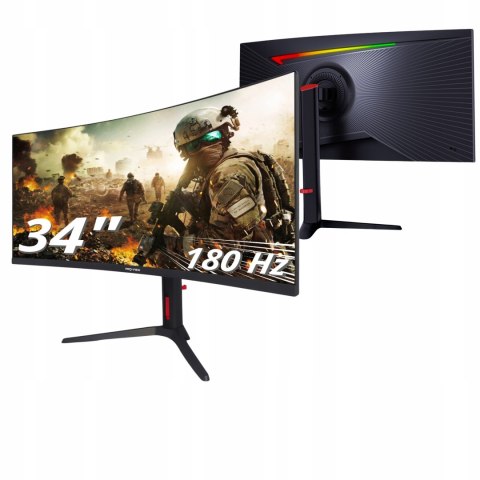 Monitor Gamingowy 34 3440X1440 Uw Qhd, 180Hz, 1Ms, Va, 1500R, Pivot, Rgb