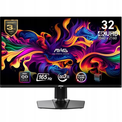 Monitor Msi Mag 321Up Qd-Oled 31,5 4K Uhd 165Hz 0,03Ms Hdr Adaptive Sync