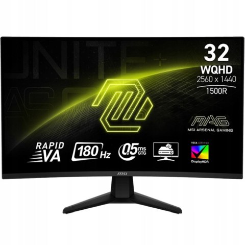 Monitor Msi Mag 32Cq6f 31,5 Wqhd 2560X1440 Va Rapid 180Hz 0,5Ms Hdr400