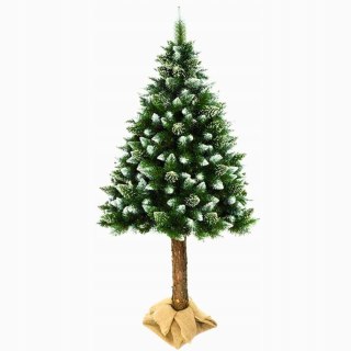 Choinka Sztuczna 180 Cm Sosnowa, Diamentowa, Ośnieżona Na Sosnowym Pniu