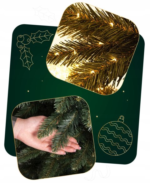 Choinka Sztuczna Świerk Kaukaski Skandynawski Gęsty Naturalny 220Cm +Stojak
