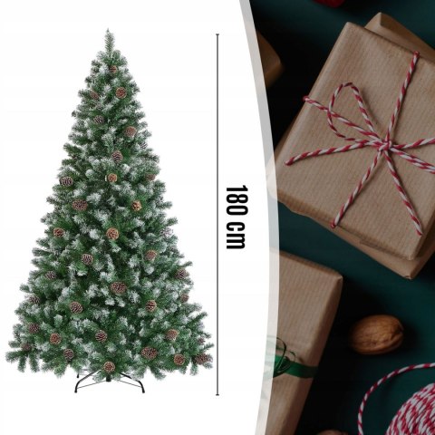 Diamentowa Ośnieżona Choinka 180Cm Sztuczna Premium + Stojak, 600 Gałązek
