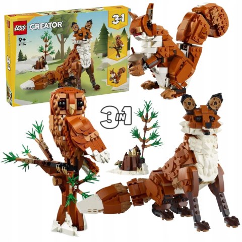 Lego Creator 31154 3W1 Leśne Zwierzęta: Czerwony Lis, Sowa, Wiewiórka 9+