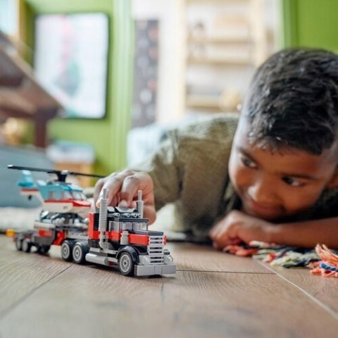 Lego Creator 3W1 Ciężarówka Z Helikopterem 270 Elementów Z Ruchomymi Kołami