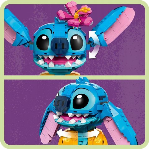 Lego Disney 43249 Stitch 730 Elementów Ruchoma Głowa, Lodowy Rożek, Kwiatek