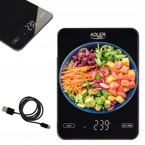 Akumulatorowa Waga Kuchenna Led Usb 10Kg Tarowanie Jednostki G Lb Oz Ml