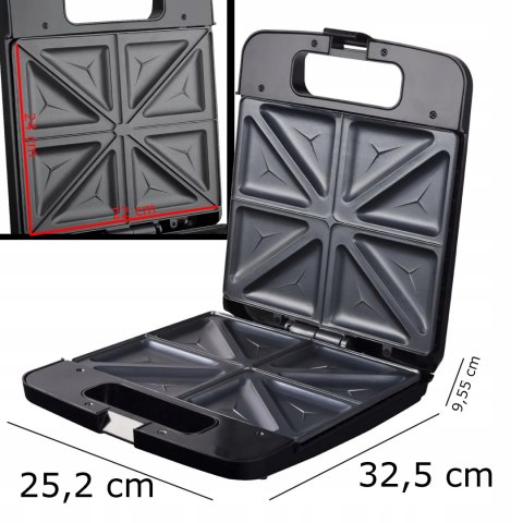Opiekacz Do Kanapek 2000W 4 Tosty Nieprzywierająca Powłoka Xxl 24X22cm