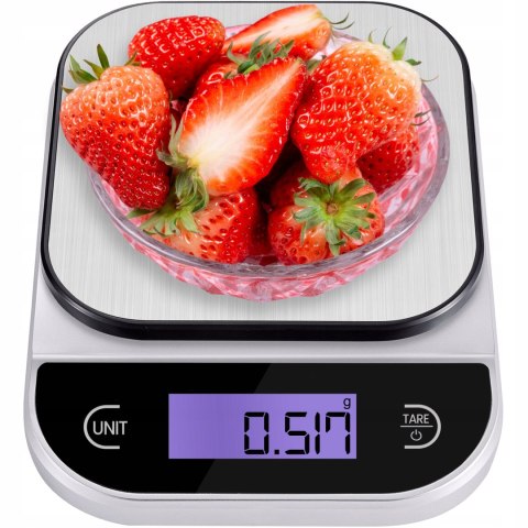 Waga Kuchenna Elektroniczna 5Kg, Dotykowe Przyciski, Stal Nierdzewna