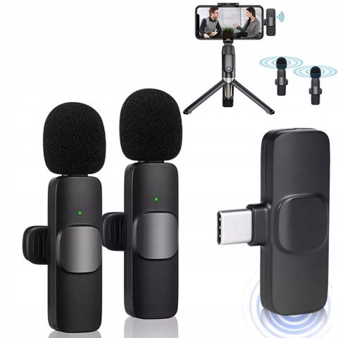 2X Mikrofon Krawatowy Usb-C Bluetooth Do Telefonu Android Iphone 65Mah