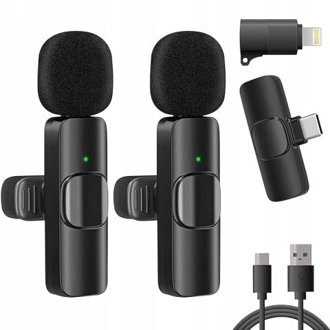 2X Mikrofon Krawatowy Usb-C Bluetooth Do Telefonu Android Iphone 65Mah