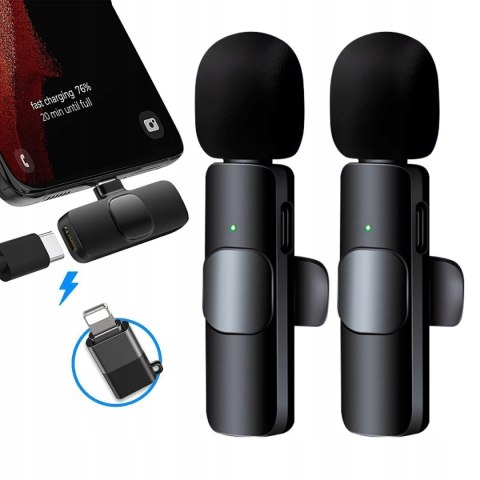 2X Mikrofon Krawatowy Usb-C Bluetooth Do Telefonu Android Iphone 65Mah