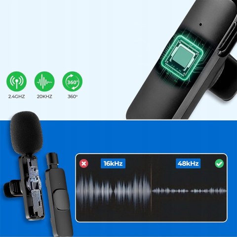 2X Mikrofon Krawatowy Usb-C Bluetooth Do Telefonu Android Iphone 65Mah
