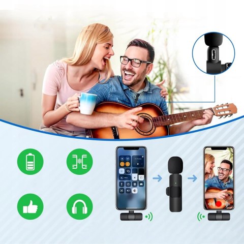 2X Mikrofon Krawatowy Usb-C Bluetooth Do Telefonu Android Iphone 65Mah