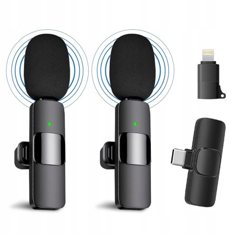 2X Mikrofon Krawatowy Usb-C Bluetooth Do Telefonu Android Iphone 65Mah