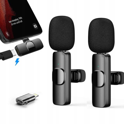 2X Mikrofon Krawatowy Usb-C Bluetooth Do Telefonu Android Iphone 65Mah