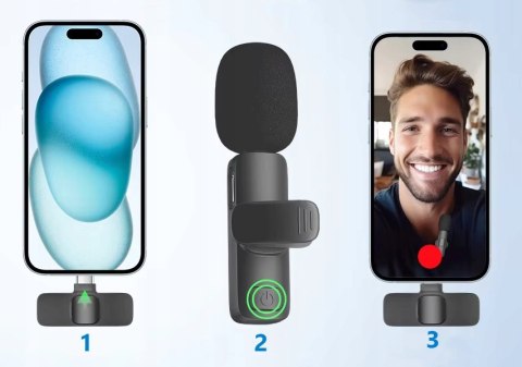 Mikrofon Bezprzewodowy Krawatowy Usb-C Do Android Z Zasięgiem 20M