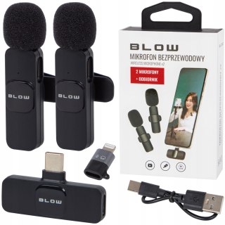 Mikrofon Bezprzewodowy Usb-C + Adapter Lightning, Zasięg 20M, 2 Sztuki