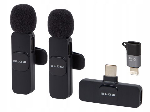 Mikrofon Bezprzewodowy Usb-C + Adapter Lightning, Zasięg 20M, 2 Sztuki