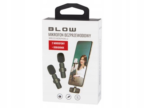 Mikrofon Bezprzewodowy Usb-C + Adapter Lightning, Zasięg 20M, 2 Sztuki