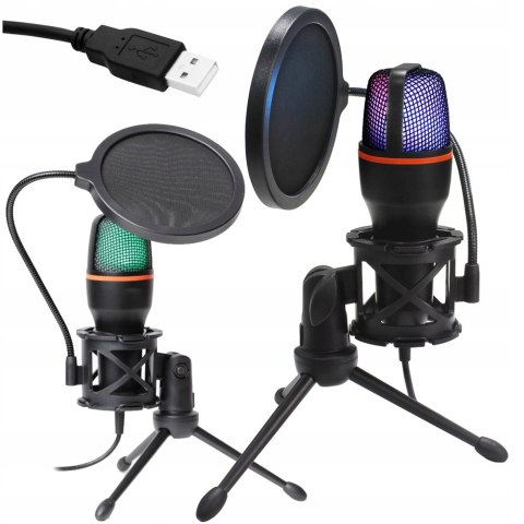 Mikrofon Gamingowy Usb Led Blow Z Filtrem Pop I Statywem Antywstrząsowym