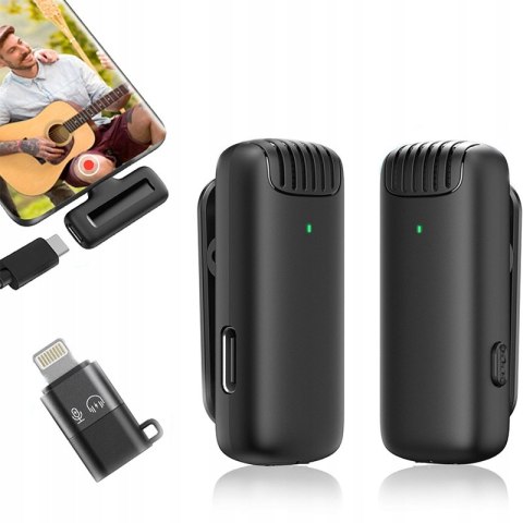 Mikrofony Bezprzewodowe Apexel Usb-C Z Etui Ładującym 500Mah, 2 Szt.