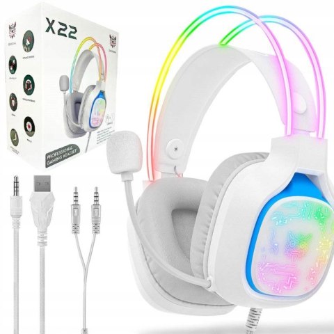 Onikuma X22 Białe Słuchawki Gamingowe Rgb Z Redukcją Szumów I Mikrofonem