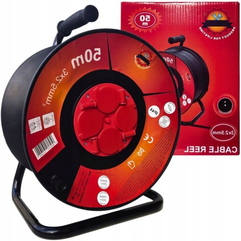 Przedłużacz Bębnowy 50M 4 Gniazda Pvc 230V 3X2,5Mm 2950W Z Wyłącznikiem