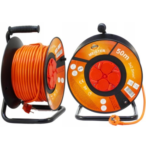 Przedłużacz Bębnowy 50M 4 Gniazda Pvc 230V 3X2,5Mm 2950W Z Wyłącznikiem