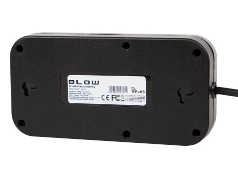 Przedłużacz Blow 3 Gniazda 4 Usb-C 3M Czarny Z Przełącznikiem Ce Rohs