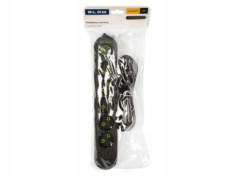 Przedłużacz Blow 3M 5 Gniazd 3 Usb Czarny 10A 2500W Z Włącznikiem Ce Rohs