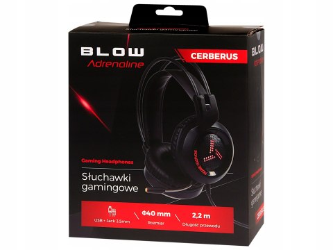 Słuchawki Gamingowe Cerberus Z Mikrofonem Led Usb Jack 2,2M Czerwone 40Mm
