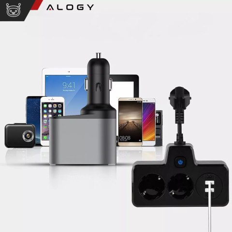 Alogy Rozgałęźnik 2X Eu, 2X Usb-A, 2X Usb-C, Led Lampka, Czarny, 230V
