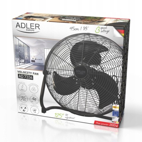 Cyrkulator Powietrza 200W 45Cm 3 Prędkości Metalowe Śmigła 125° Regulacja