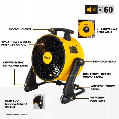 Dewalt Dxf1645a Wentylator Osiowy 40 Cm, 3 Stopnie Prędkości, Cichy I Mocny